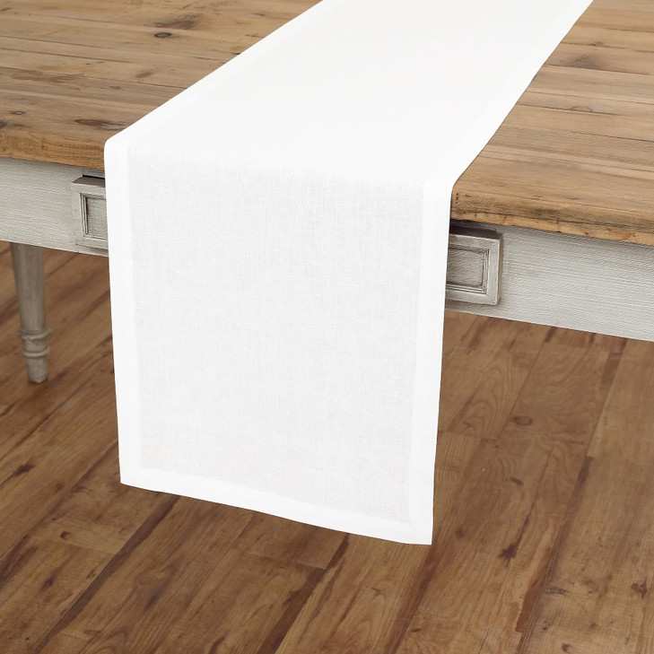 Solino Home Linen White Table Runner 48 Inches 100 Pure Linen Small Table Runner 14 x 48 Inch Ideal for Dresser and Coff