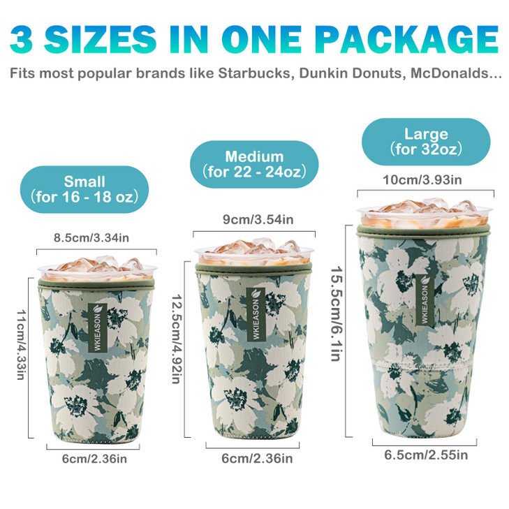 Reusable Iced Coffee Cup Sleeve Insulator for Cold Beverages and Neoprene Cold Coffee Cup Sleeves Cooler Cover 1632OZ fo