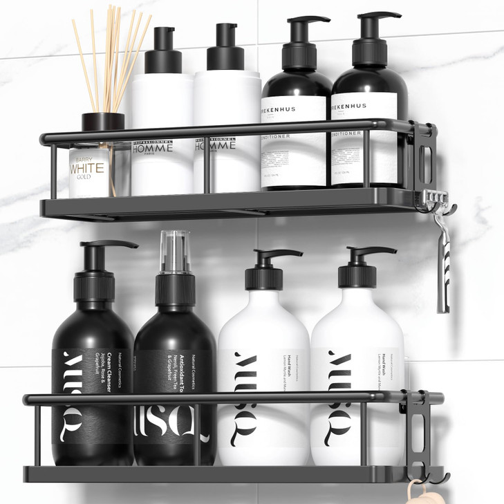 YASONIC Shower Caddy Adhesive Rustproof Shower Shelves for Inside Shower Large Capacity Bathroom Organizers and Storage