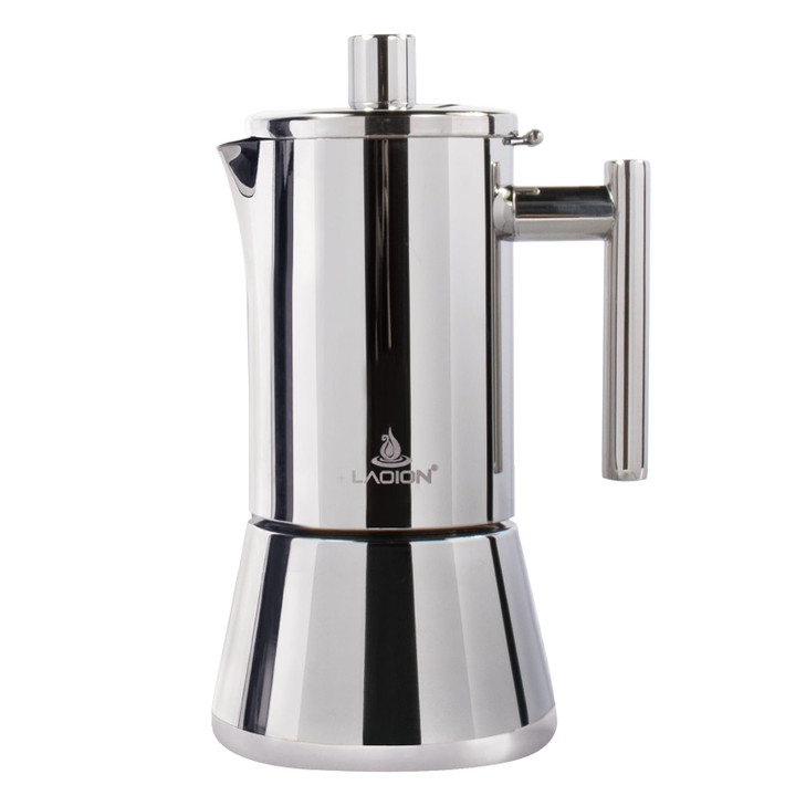 LAOION Stovetop Espresso Maker 6Cup 10 oz Moka Pot Stainless Steel Cuban and Italian Coffee Maker for Cafetera Cubana Gr