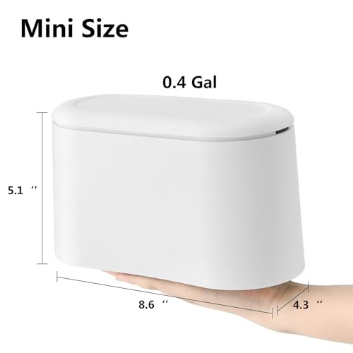 SUBEKYU Mini Trash Can with LidSmall Desk Trash CanCountertop Mini Garbage CansTiny Waste BasketWhitewith 3 roll Bags