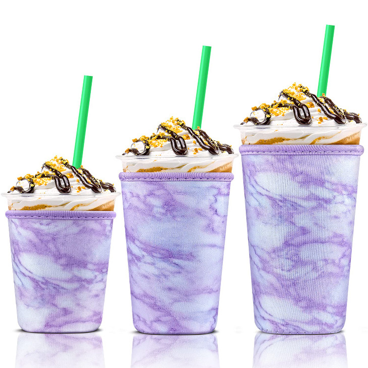 3 Pack Iced Coffee Cup Sleeve for Large Sized Cups Reusable Neoprene Iced Coffee Cup Holder for Hot Cold Drinks Compatib
