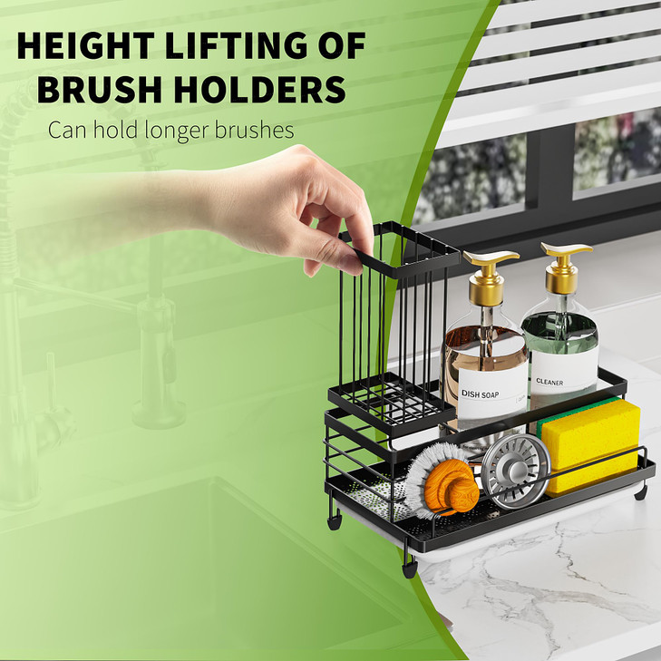 Cisily Large Capacity Kitchen Sink Caddy Organizer Rustproof NonSlip Sponge Holder With Dish Brush Holder Organizer Kitc
