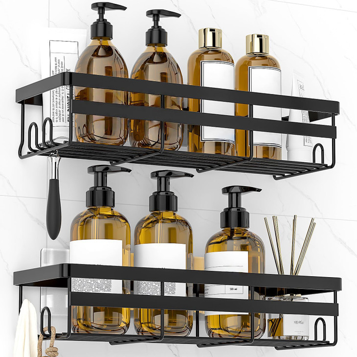 WOWBOX Shower Caddies 2 Pack Adhesive Hanging Shower Shelf Bathroom Organizers and Storage No Drilling Stainless Shower
