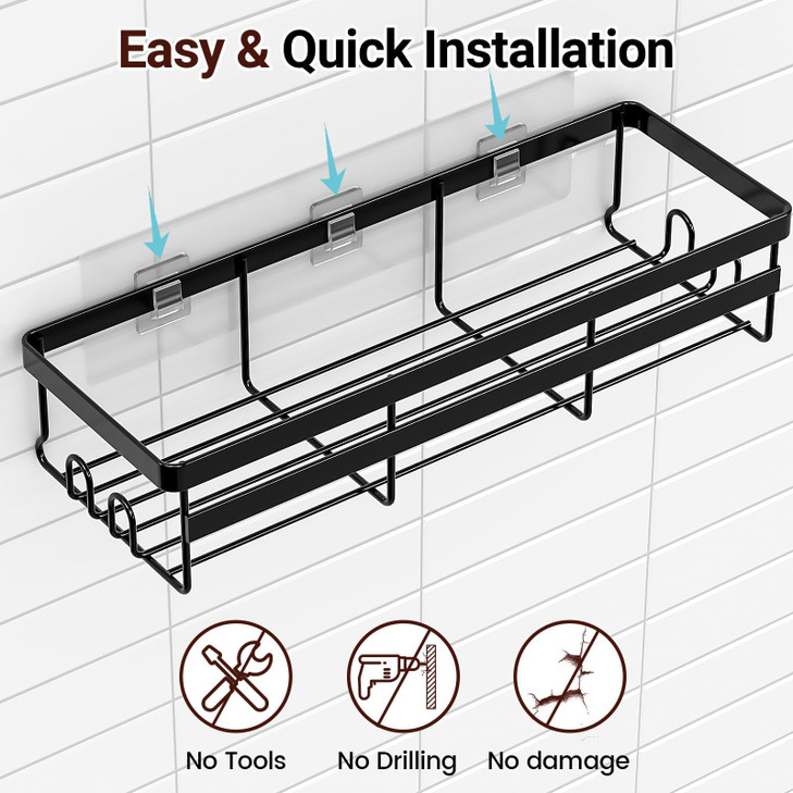 WOWBOX Shower Caddies 2 Pack Adhesive Hanging Shower Shelf Bathroom Organizers and Storage No Drilling Stainless Shower