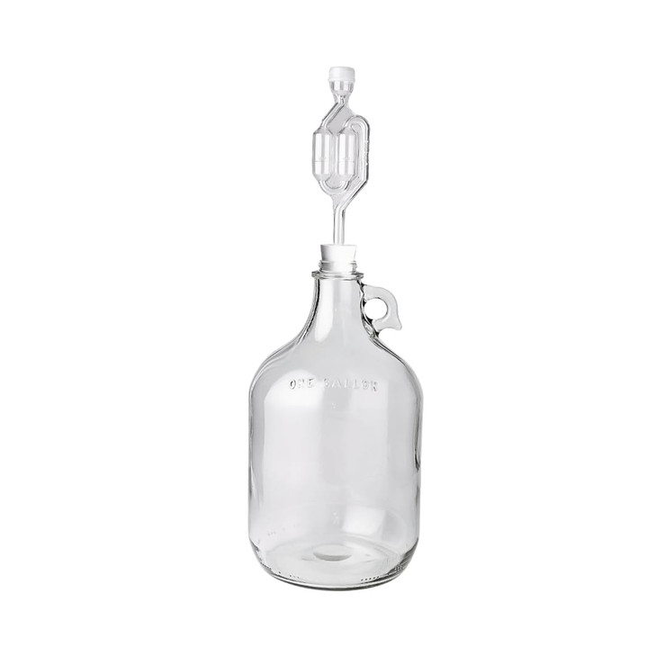 FastRack 1 Gallon Glass Jug with 6 Rubber Bungs Twin Bubble Airlock Fermentation Jars for Home Brewing Clear Glass Ferme