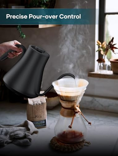 INTASTING Gooseneck Electric Kettle with 1 Temperature Control for Pour Over Coffee Tea Quick Heating BPAFree Stainless