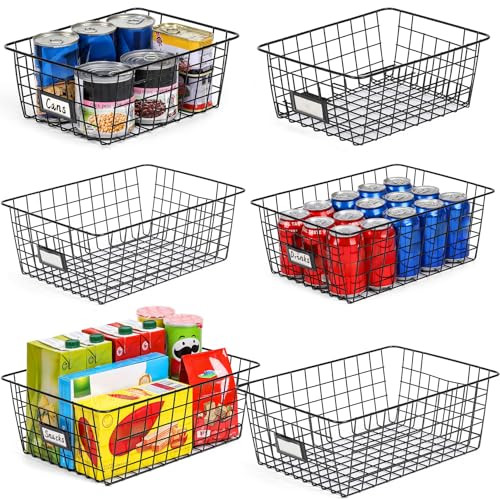 6 Pack Wire Baskets for Pantry Organization and Storage Kitchen Organizer 2 XXLarge 2 XLarge 2 Large
