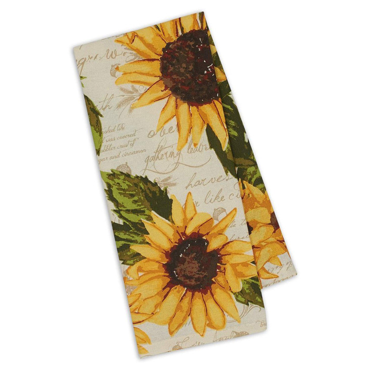 Design Imports Rustic Sunflowers Table Linens 18Inch by 28Inch Dishtowels Set of 2 Rustic Sunflowers Printed