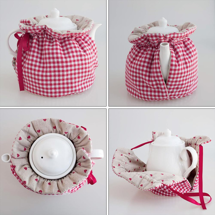 OLizee 2pcs Insulated Tea Cozy for Teapot Kettle Warmer Cover Home Kitchen Decor Flower