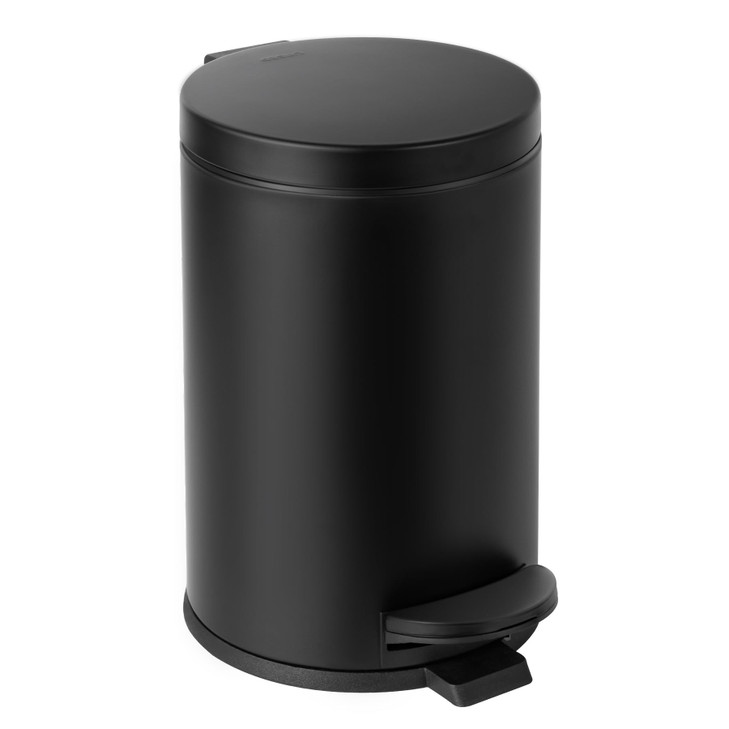 Cesun 12 Gallons Small Black Trash Can Bathroom Garbage Can with Lid and Foot Pedal Mini Round Wastebasket for Bathroom