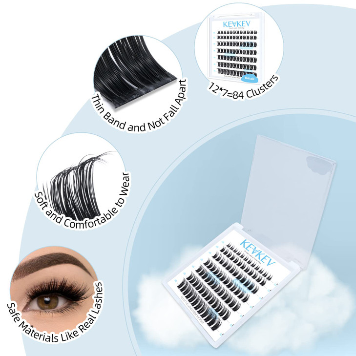 Lash Clusters 70 Pcs Cluster Lashes Eyelash Clusters DIY Cluster Eyelash Extensions Individual Lashes Thin Band & Soft(Cyclone,D-8-16mix)