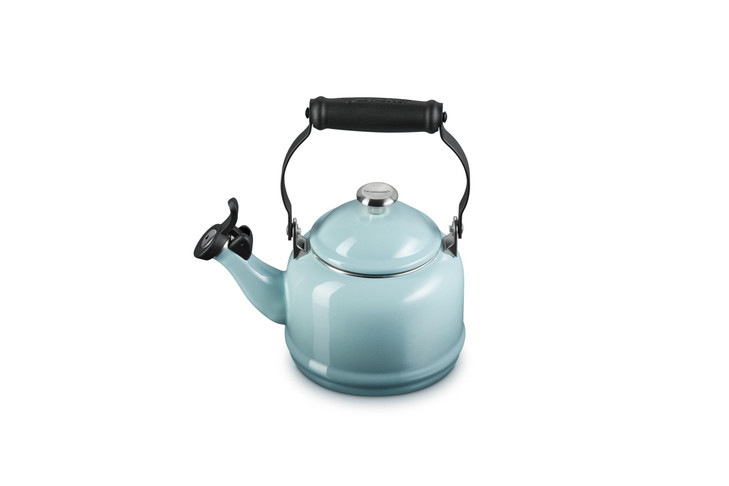 Le Creuset Enamel On Steel Demi Tea Kettle with Metal Finishes 125 qt Sea Salt