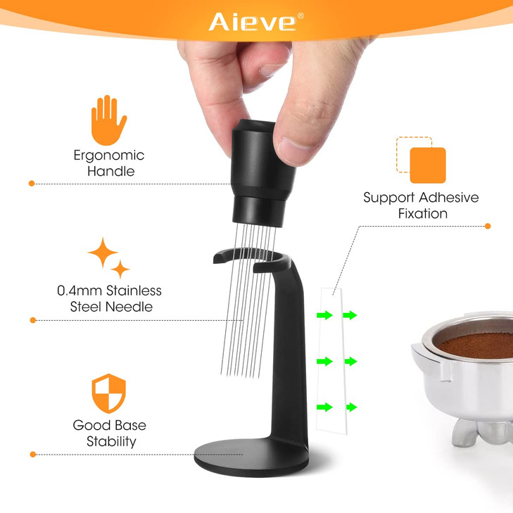 Aieve WDT Tool Espresso Distribution Tool Espresso Accessories 10 Needle Coffee Stirrer with Stand for Barista Ease of U