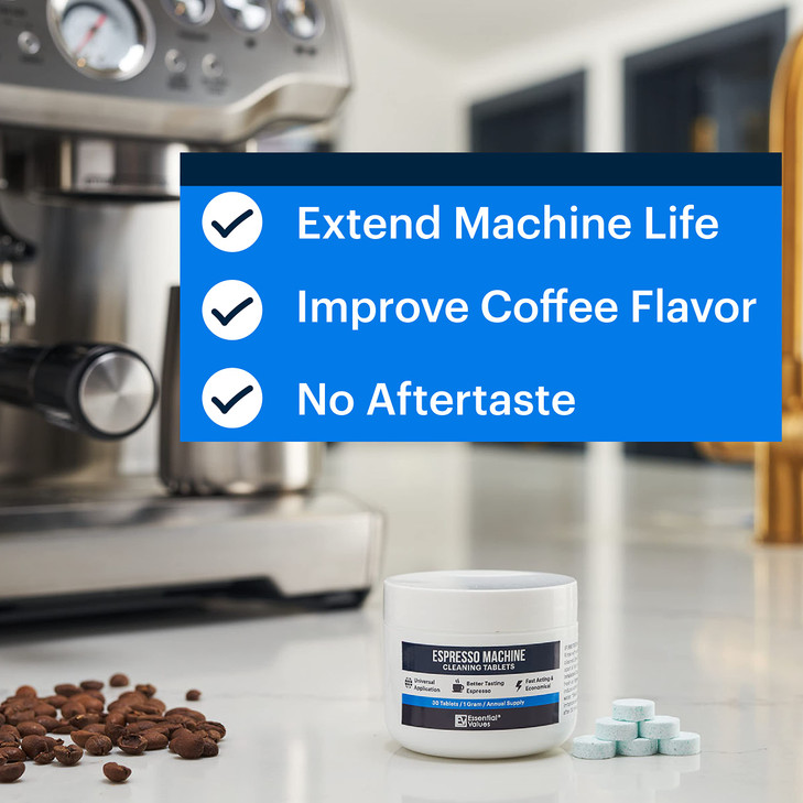 Essential Values Espresso Machine Cleaning Tablets 30 Tablets Compatible with Breville Barista Express Gaggia Delonghi J