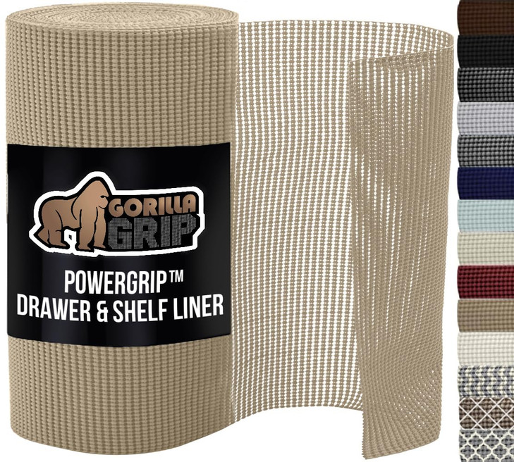 GORILLA GRIP powerGRIP Drawer Shelf and Cabinet Liner Thick Strong Hold NonAdhesive Liners Protect Kitchen Cabinets and