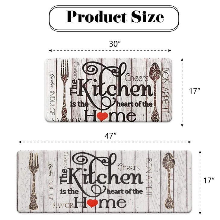 FRESHMINT Farmhouse Kitchen Mats Sets 2 Piece Cushioned AntiFatigue Comfort Mat for Home Office Ergonomically Engineered