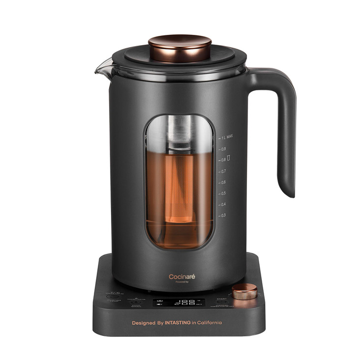 Electric Tea Kettle INTASTING Glass Electric Kettle with tea Infuser and Precise knob temperature control 1200W Fast Hea