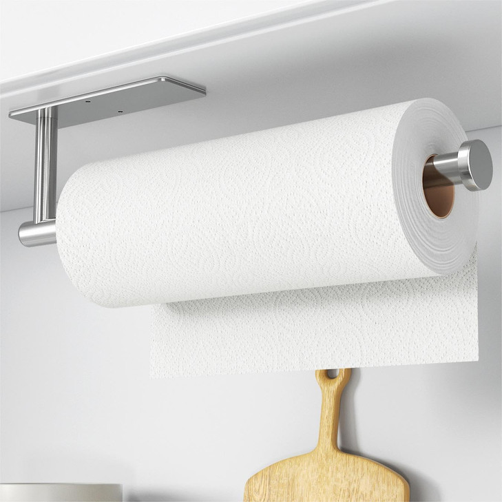 Paper Towel Holder SelfAdhesive or Drilling Brushed Nickel Wall Mounted SUS304 Stainless Steel Kitchen Roll Dispenser Un