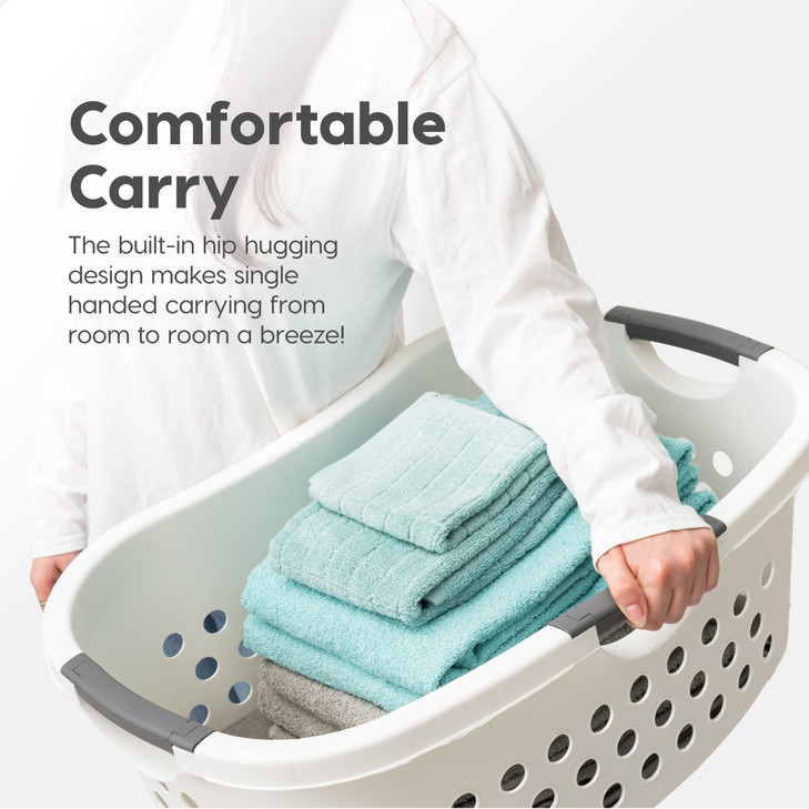 IRIS USA Laundry Basket Hamper Bag Large Plastic 50L 15 Bushel Dirty Clothes Sorter Bin Organizer for Blankets Bathroom