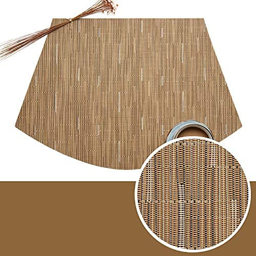 SHACOS Small Round Table Placemats Set of 5 Woven Vinyl Wedge Placemats with Centerpiece Round Table Mats Heat Resistant