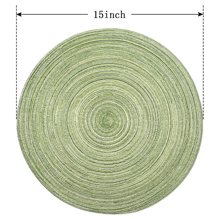 FunWheat Round Braided Placemats Set of 6 Place mats for Dining Tables Woven Heat Resistant Table Mats 15 inch Light Gre