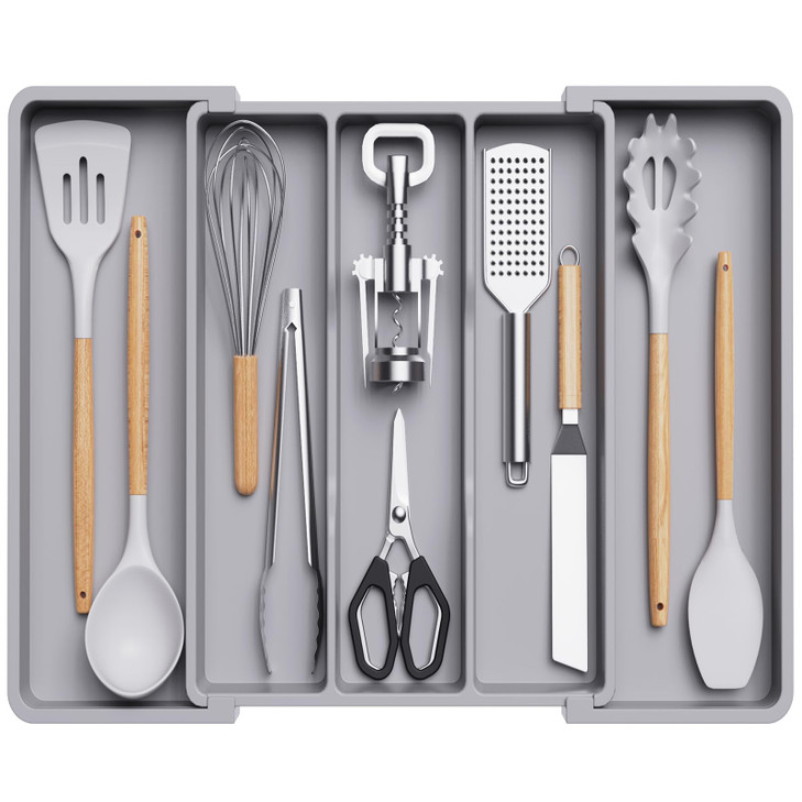 Lifewit Utensil Organizer for Kitchen Drawers Expandable Cooking Utensil Tray Adjustable Cutlery Silverware Flatware Hol
