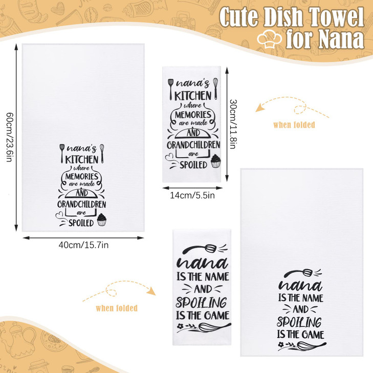 Gandeer 5 Pcs Nana Gifts for Grandma Birthday Gift Kitchen Set Includes Dish Towels Oven Pads Pot Holder Oven Mitt Nana