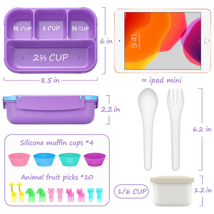 QQKO Bento Lunch Box for Kids Girls Boys Toddler Kids Lunch Boxes for School Lunch Containers for Adults with 4 Compartm