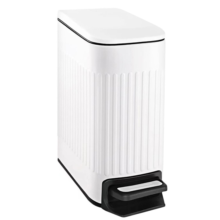 TIPGO Slim Bathroom Trash Can with Lid Soft Close Step Pedal 6 Liter 16 Gallon Stainless Steel Trash Bin Small Garbage C