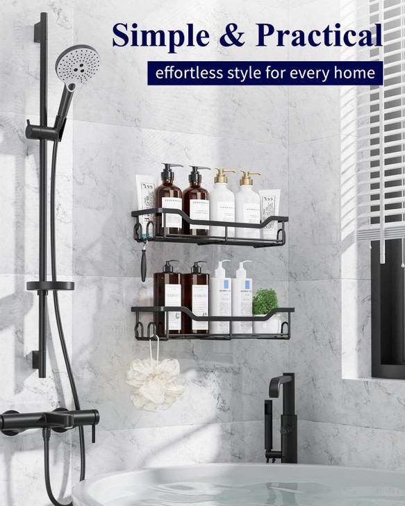 Kitsure Shower Caddy Large Adhesive Shower Organizer Stainless Steel Shelf for Inside Shower No Drill Bathroom Organizer