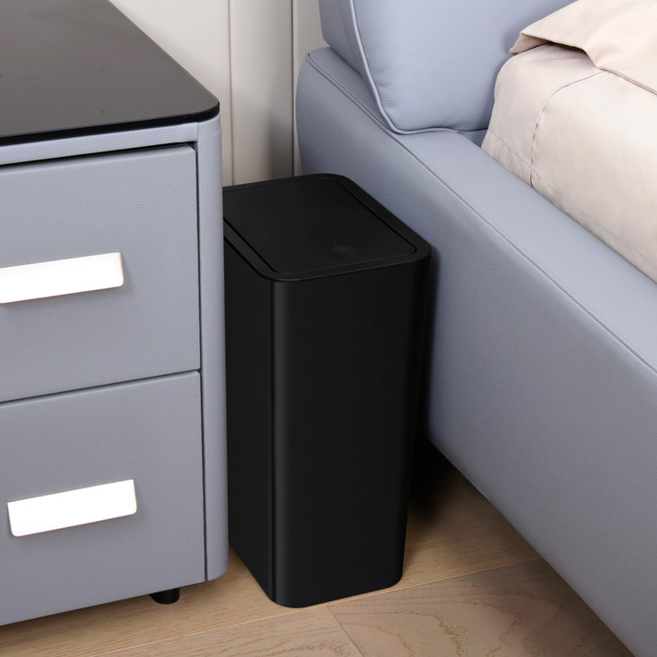 TIPGO Bathroom Trash Can with Lid 10 Liter 26 Gallon Slim Garbage Can Small Trash Bin Waste Basket with PopUp Lid for Ki