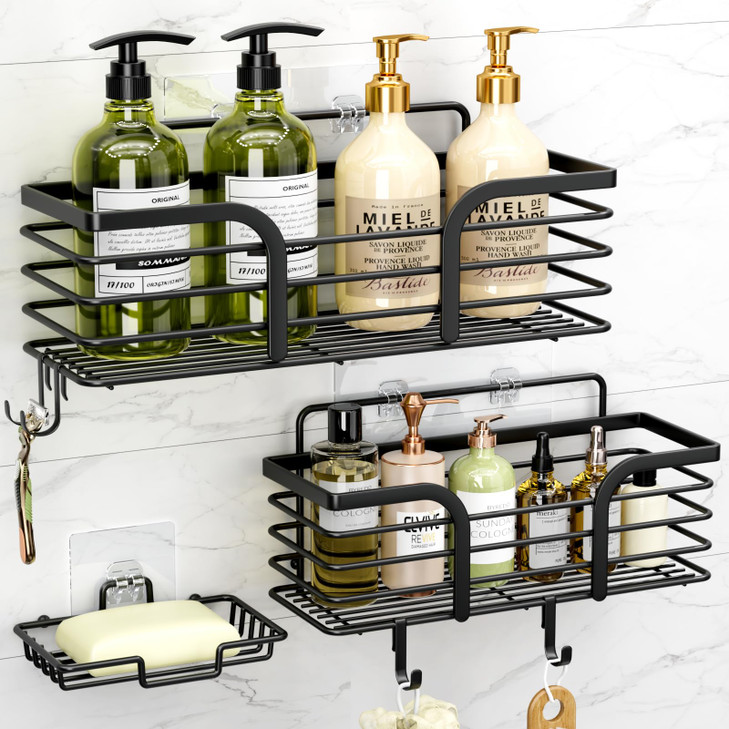 Yougai Shower Caddy Shower Organizer with Soap Holder and Hooks Rustproof Shower Shelves No Drilling Bathroom Organizers