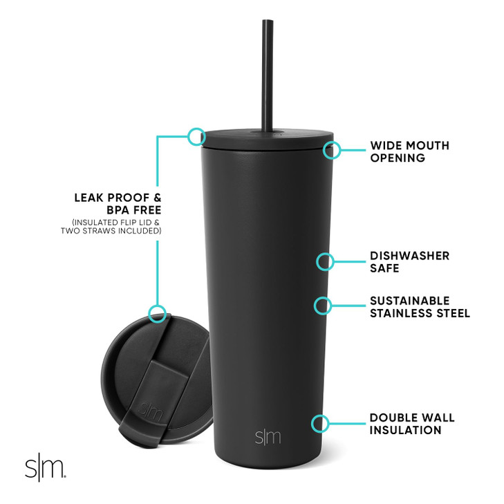 Simple Modern Insulated Tumbler with Lid and Straw Iced Coffee Cup Reusable Stainless Steel Water Bottle Travel Mug Gift