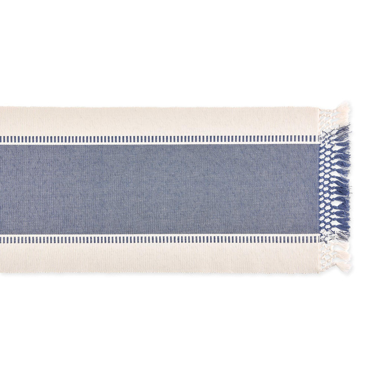 DII Dobby Stripe Woven Table Runner 13x72inch French Blue