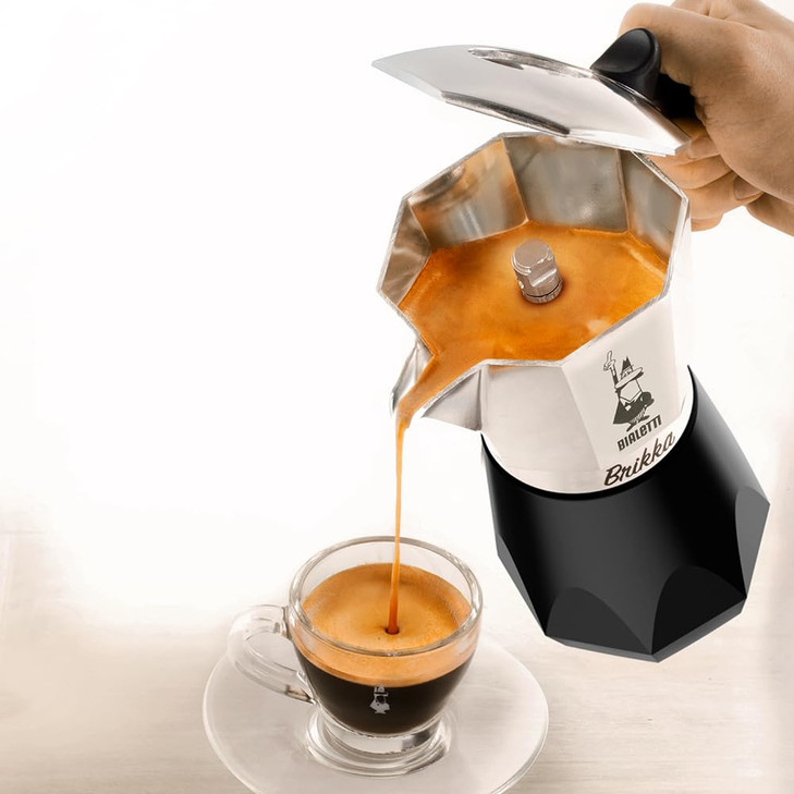 Bialetti Brikka Moka Pot CremaRich Stovetop Espresso Maker Italian Coffee Maker 2 Espresso Shots 34 oz 100 ml Black