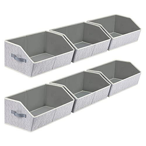 Homsorout Closet Organizers Bins 6 Packs Large Closet Shelf Organizer with Handles Fabric Trapezoid Storage Bins Collaps