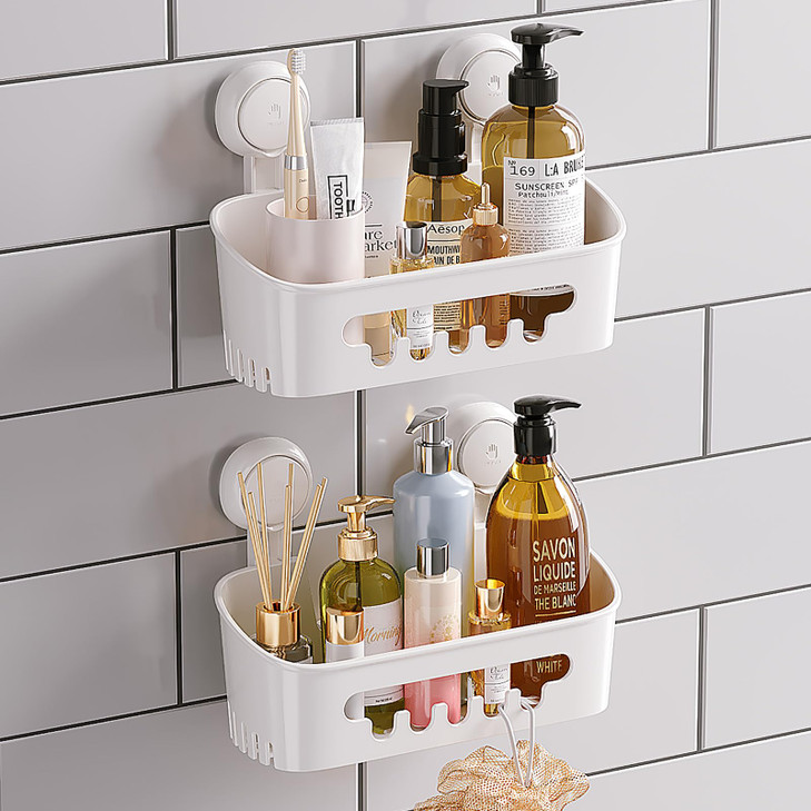 TAILI Shower Caddy Suction Cup 2 Pack Heavy Duty Bathroom Organizer Removable Shelves for Inside Shower Shampoo Waterpro