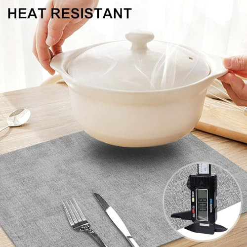 homing Faux Leather Heat Resistant Placemats 6 Packs Waterproof Wipeable Dining PU Place Mats for Indoor Outdoor Easy to