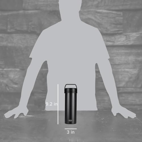 ESPRO P0 Ultralight French Press Coffee Maker for Travel Vacuum Insulated Stainless Steel 16 Ounces Matte Meteorite Blac