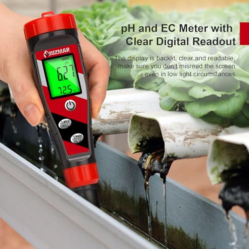 UIUZMAR Digital pH Meter pH TDS EC Meter for Hydroponic Solution pH and EC Meter with LCD Display TDS Water Tester pH PP