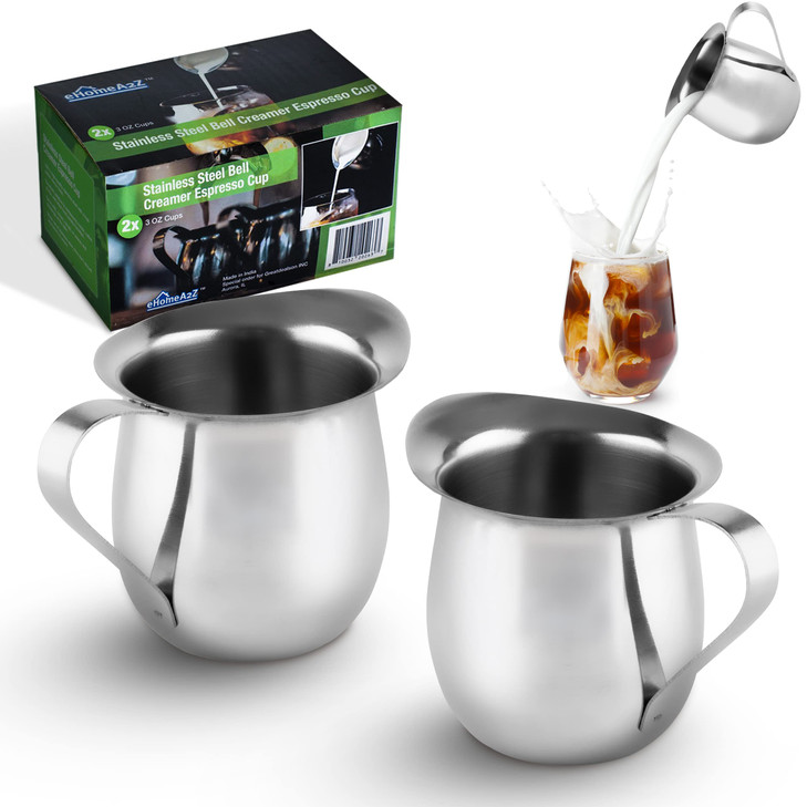 EHOMEA2Z Stainless Steel Bell Creamer Espresso Shot Frothing Pitcher Cup Latte Art 2 3 Oz