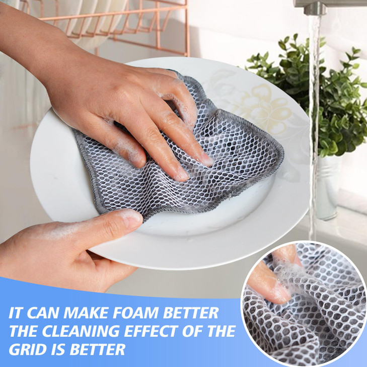 KinHwa Kitchen Washcloths for Dishes Absorbent Microfiber Dish Cloths Quick Dry Dish Rags with Poly Scour Scrub Side Ide