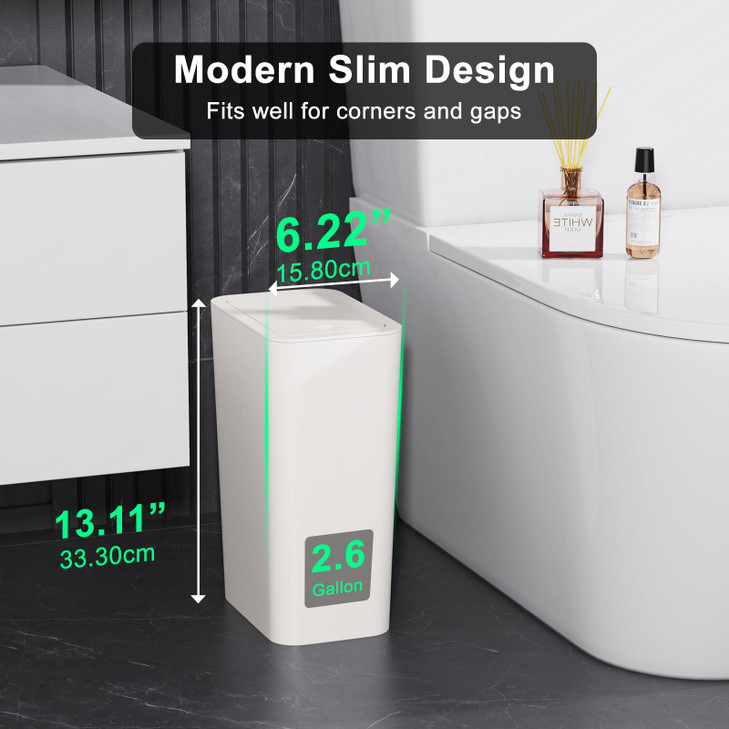 N NETDOT 3 Pack 10L 26 Gallon Small Trash Can with Lid Bathroom Garbage Can with PopUp Lid Waste Basket for Bathroom Kit