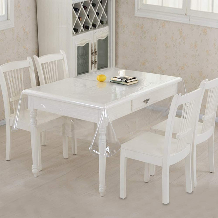 sancua Clear Plastic 100 Waterproof Tablecloth 54 x 78 Inch Vinyl PVC Rectangle Table Cloth Protector Oil Spill Proof Wi
