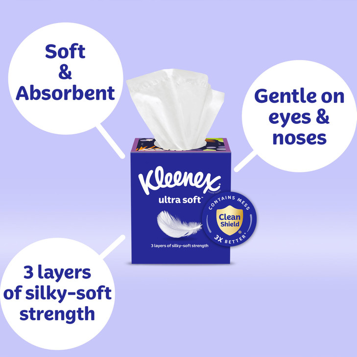 Kleenex Ultra Soft Facial Tissues 4 Cube Boxes 60 Tissues per Box 3Ply 240 Total Packaging May Vary