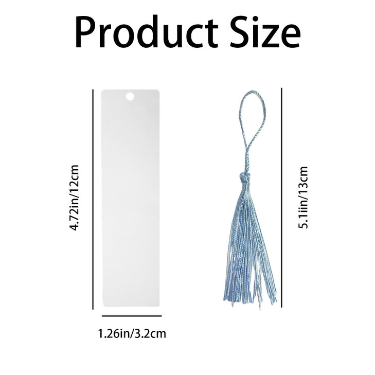 30Pcs Clear Acrylic Blank Bookmarks with 30 Tassels Unfinished Rectangle Craft Bookmark Tags for Classroom Projects Pres