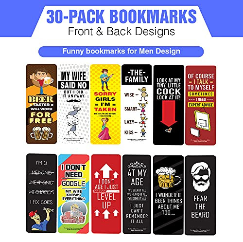 Creanoso Funny Bookmarks for Men 30Pack Party Favors Corporate Giveaway Incentives Gift Pack tocking Stuffers for Men Ad