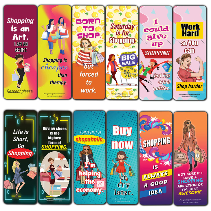 Creanoso Funny Shopaholic Quotes Bookmarks 30Pack Premium Gifts Bookmarks for Bookworm Stocking Stuffers for Men Women T
