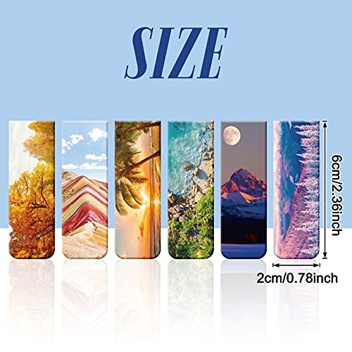Tenare 24 Pcs Magnetic Bookmarks 12 Styles Assorted Cute Landscape Magnet Book Markers Magnetic Page Clip Double Side Fu